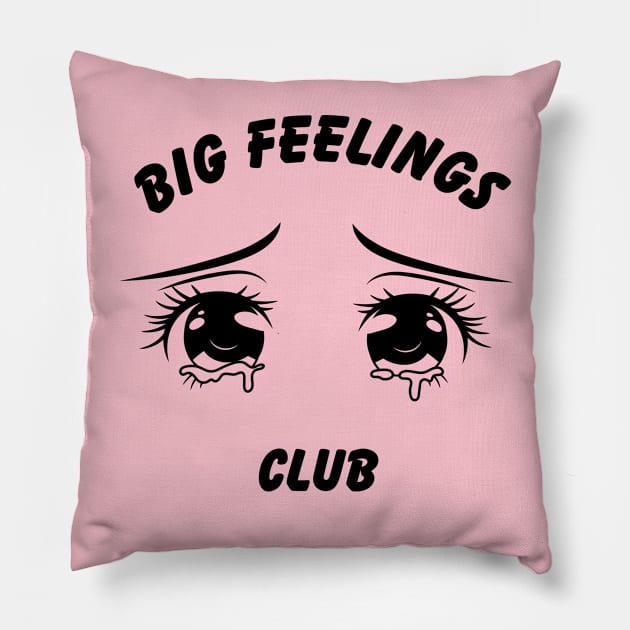 Big Feelings Club anime eyes design Pillow by kuallidesigns