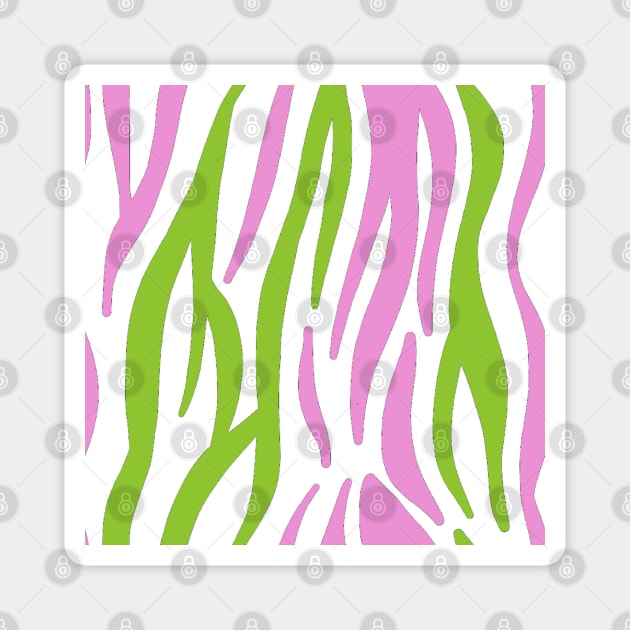 Pink and Green Zebra Magnet by ValinaMoonCreations