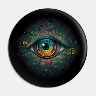 Psychedelic all seeing eye v2 round Pin