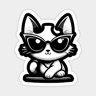 Retro Cat in Sunglasses Novelty Funny Cat Magnet