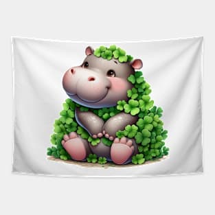 Clover Hippo St Patricks Day Tapestry