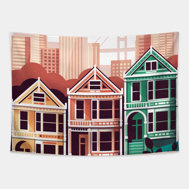 San Francisco View Tapestry by lanaxxart