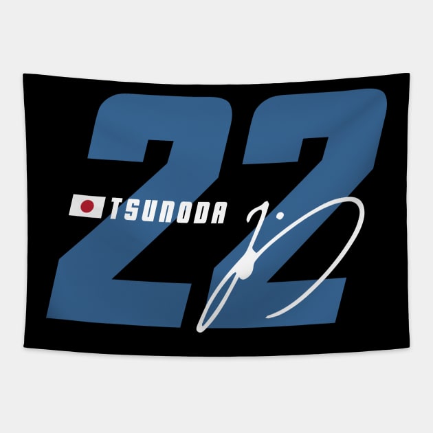 Yuki Tsunoda 22 Signature Number Tapestry by petrolhead