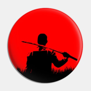 Japanese flag design with a modern samurai Pin