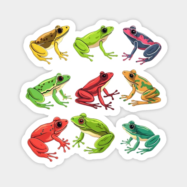 Colorful Frogs, Tropical Animal, Love Frogs Magnet by logiamerch