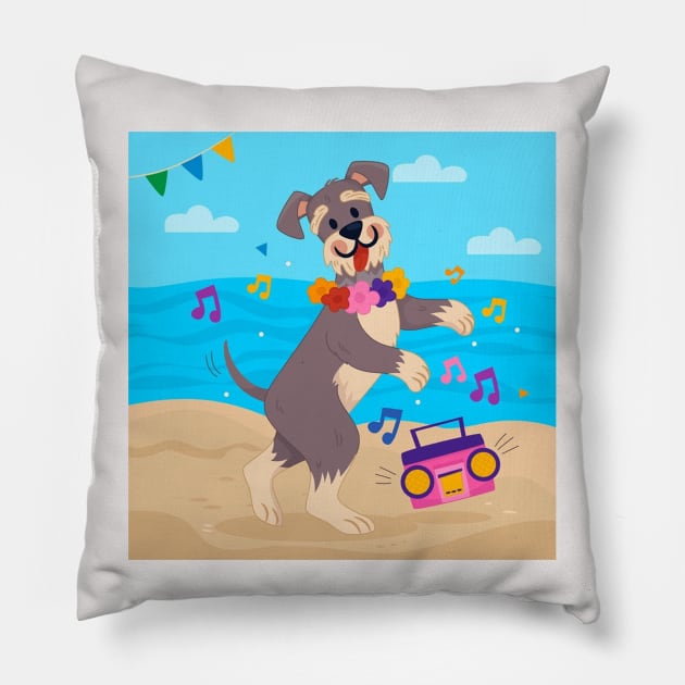 dog pool party summer Pillow by kiwodesign