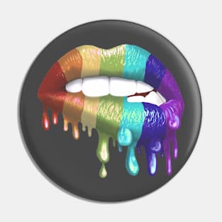 Rainbow Dripping Lips Pin