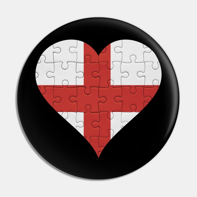 English Jigsaw Puzzle Heart Design - Gift for English With England Roots Pin by Country Flags