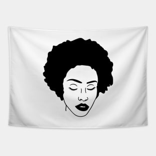 Woman with Curly Natural Afro Hair Tapestry