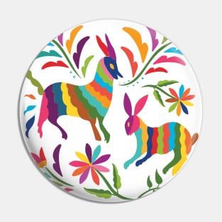 Mexican Otomí Floral Composition with animals by Akbaly Pin