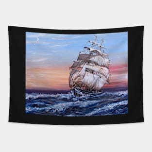 SQUARE RIGGED SAILING SHIP AT SEA Tapestry