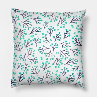 Watercolor winter flowers - indigo and aqua Pillow