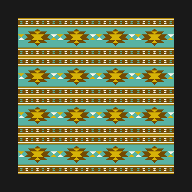 Aztec Pattern Blue and Olive Green by Blue-Banana