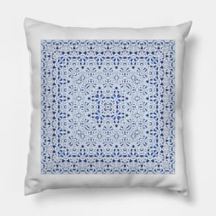 Blue square arabic ornate pattern Pillow