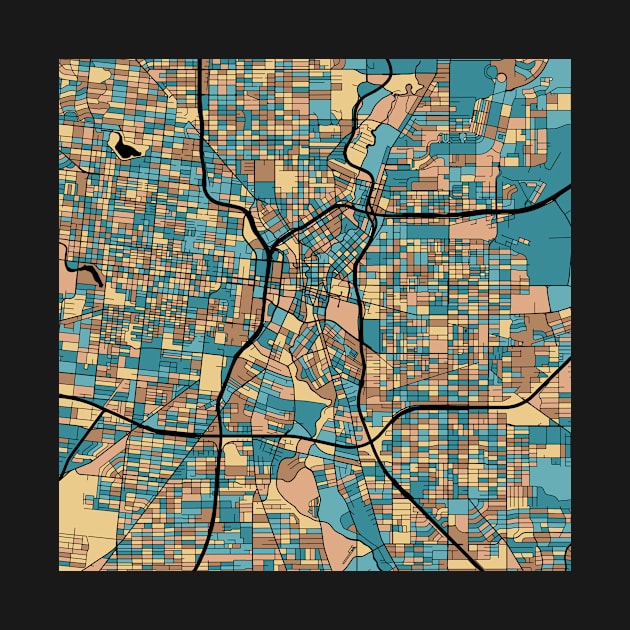 San Antonio Map Pattern in Mid Century Pastel by PatternMaps