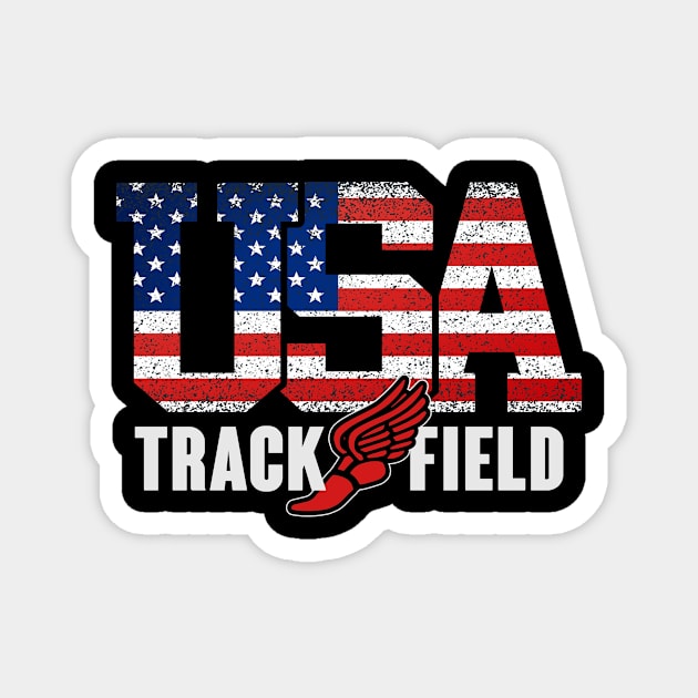 Vintage USA Track And Field Running Athletics American Flag Magnet by justiceberate