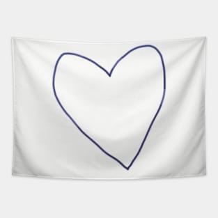 Blue Heart Line Drawing Tapestry