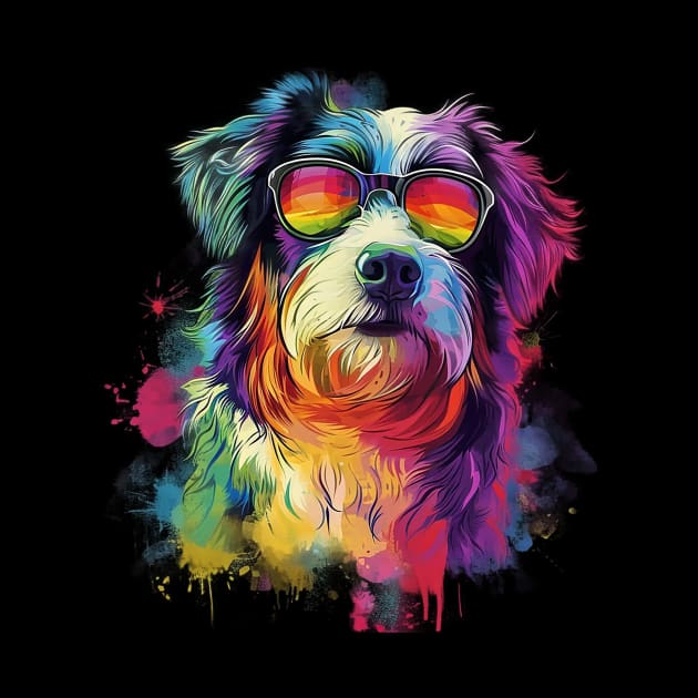 Colourful Cool Golden Doodle Dog with Sunglasses by CollSram