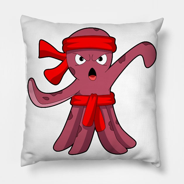 Octopus at Martial arts Karate Pillow by Markus Schnabel