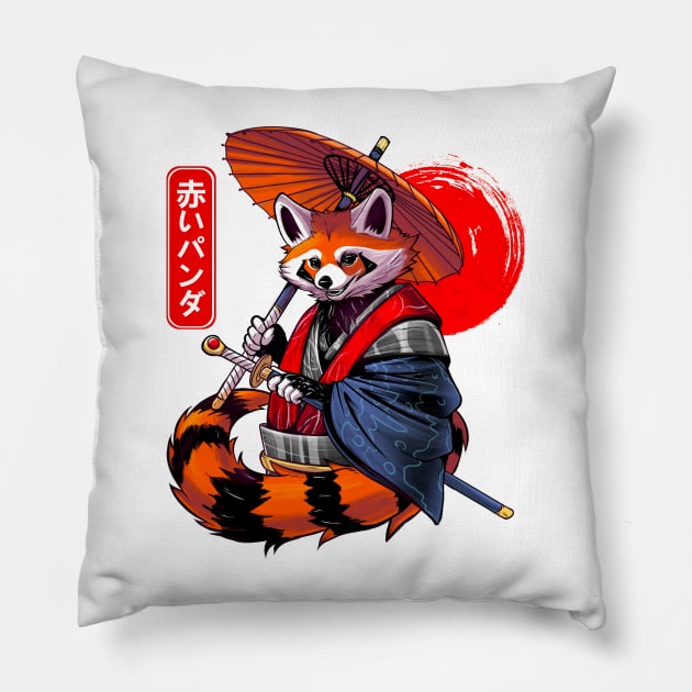 Red Panda Samurai Pillow by Meca-artwork