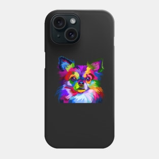 Rainbow Longhaired Chihuahua Low Poly Art Phone Case