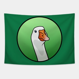 Goose Head in Green Circle Tapestry