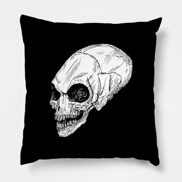 Crystal Skull -  Sketch Pillow by Buff Geeks Art
