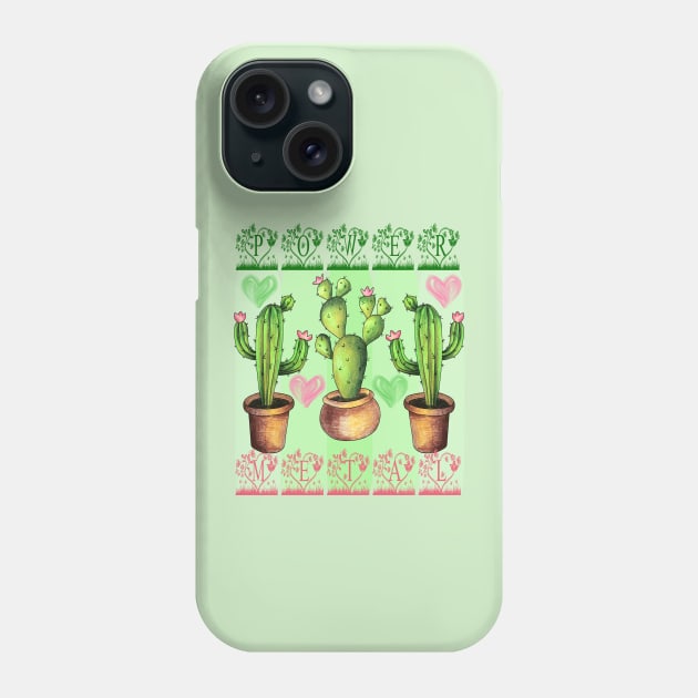 Power Metal Cacti Phone Case by BEAUTIFUL WORDSMITH