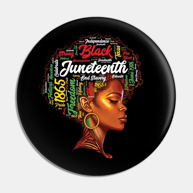 Black History Afro Queen Melanin Word Art Womens Juneteenth Pin by trendingoriginals