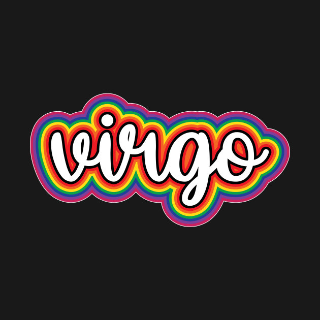 Virgo Astrology Script Typography Gay Pride Rainbow by graphicbombdesigns