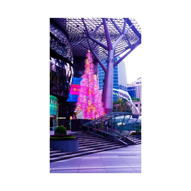 Street Christmas tree decoration in pink neon lights by kall3bu