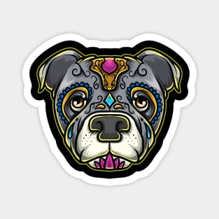 Pitbull Sugar Skull Dia de los Muertos Beautiful Halloween Magnet