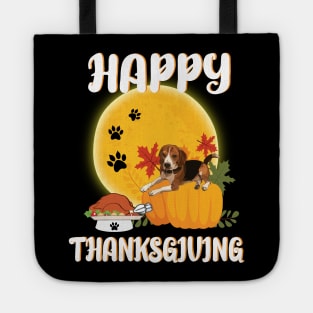 Beagle Seeing Turkey Dish Happy Halloween Thanksgiving Merry Christmas Day Tote
