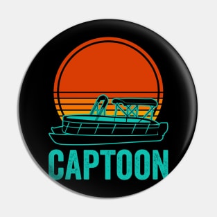 Pontoon Captain Funny Captoon Boat Lover Pin