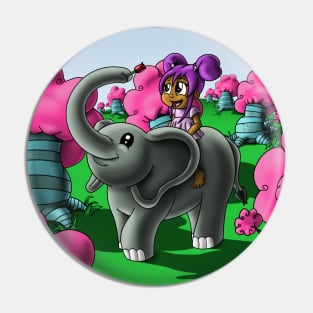 African American Girl and Elephant Pin