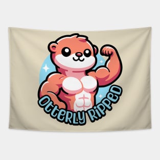 Otterly Ripped! Cute Muscular Otter Pun Tapestry