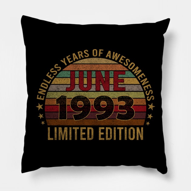 29 Year Old 29th Birthday Design for June 1993 born Limited Edition Legend BDay Gift Pillow by mahmuq