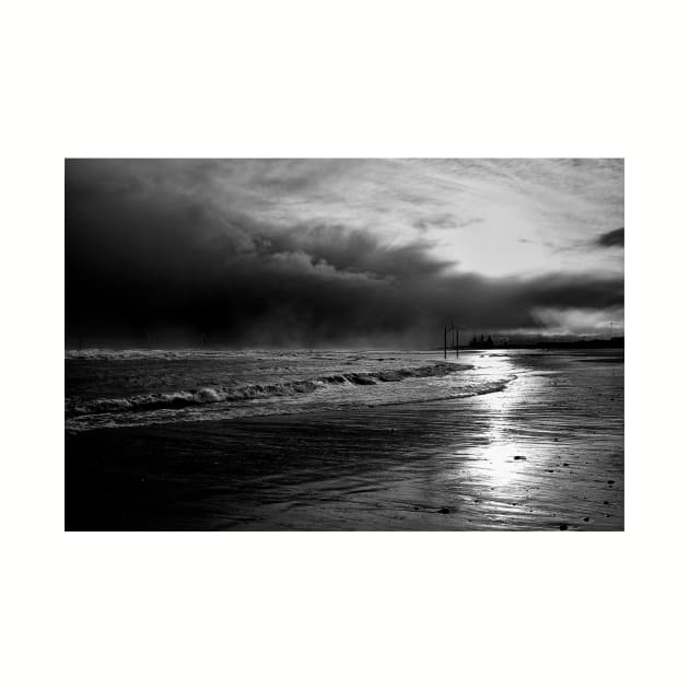 Storm Clouds on Cambois Beach in Monochrome by Violaman