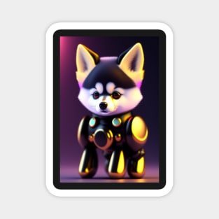 Cute Pomsky Robot Magnet