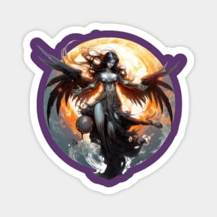 Dark Angel Embracing Flames Magnet