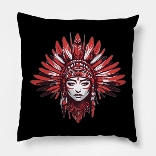 Red black head with monochromatic colorful style Pillow