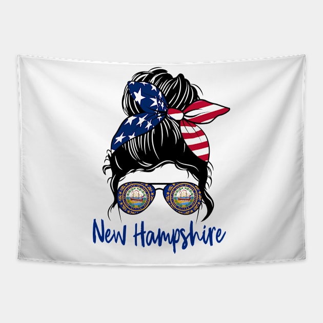 New Hampshire girl Messy bun , American Girl , New Hampshire Flag Tapestry by JayD World