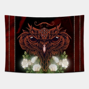 Decorative owl head with flowers Tapestry