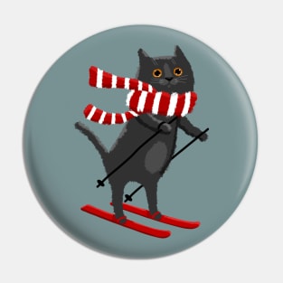 Kitty Hitting the Slopes Pin