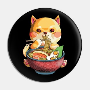 Kawaii Shiba Inu Noodles Cute Anime Dog Ramen Otaku Weeaboo Pin