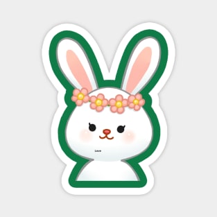 cute rabbit with flower crown Magnet