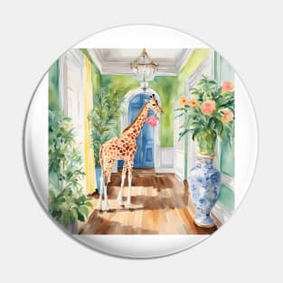 Tasty roses, whimsical giraffe painting Pin