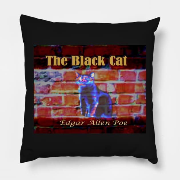 The Black Cat Pillow by KayeDreamsART