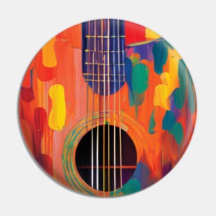 Acoustic Guitar Portrait Modern Oil Painting Style Digital Art Pin