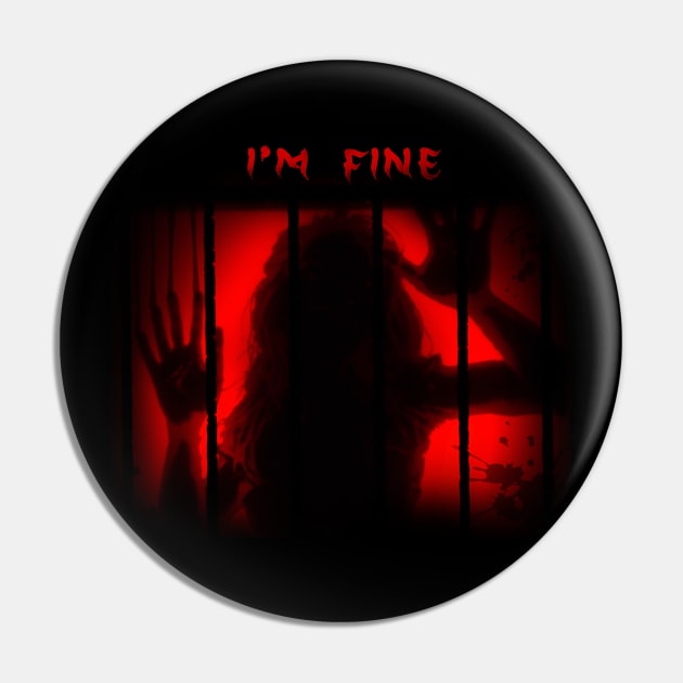 Zombie Enclosed in the Chest -  I'm Fine Halloween Pin by Acid_rain